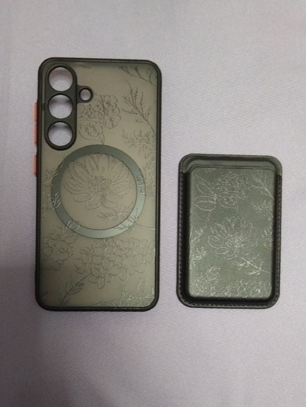 Semi Clear Phone Case For Samsung 25 With Black Flowers And Magnetic Wallet